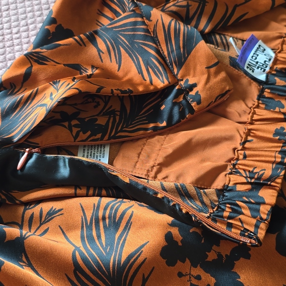 Future Collective Kahlana Barfield Brown Floral Black & Orange Women's Shorts - Picture 11 of 13